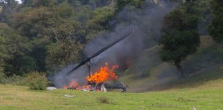 Cae helicóptero en Chiconquiaco; reportan tripulantes heridos